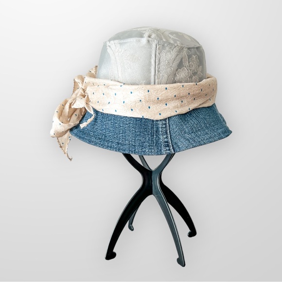 ♻️ Upcycle Hat Women’s Spring Hats with Hair Scarf Eco Friendly Sustaina… - Picture 7 of 8